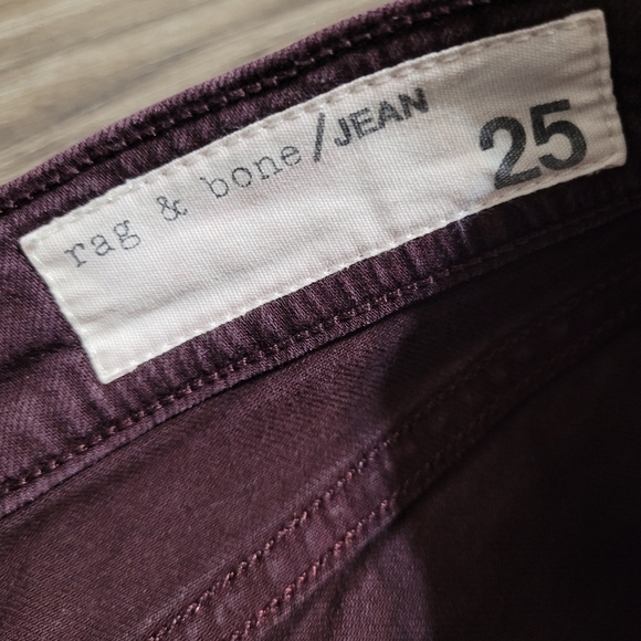 Rag & Bone Womens Skinny Jeans 25 Mid Rise Eggplant Purple Cotton Blend - Picture 2 of 5